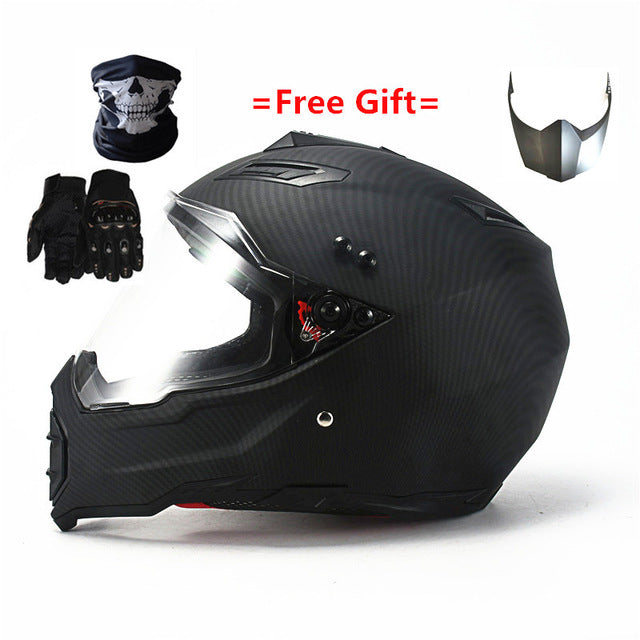 Mate black Dual Sport Off Road Motorcycle helmet Dirt Bike ATV D.O.T certified (M, Blue) full face casco for moto sport