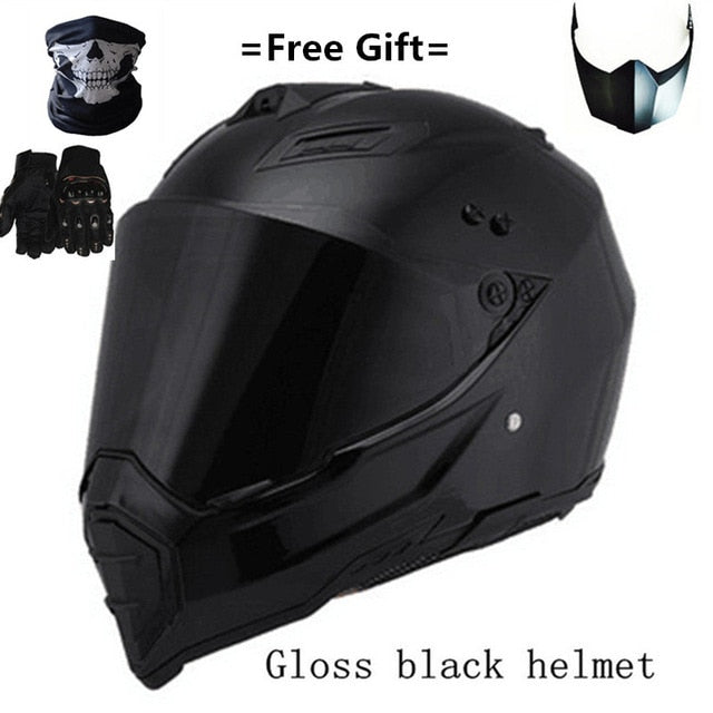 Mate black Dual Sport Off Road Motorcycle helmet Dirt Bike ATV D.O.T certified (M, Blue) full face casco for moto sport