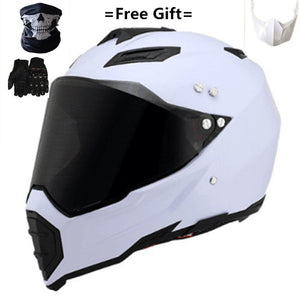 Mate black Dual Sport Off Road Motorcycle helmet Dirt Bike ATV D.O.T certified (M, Blue) full face casco for moto sport