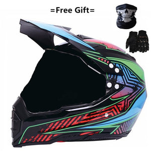 Mate black Dual Sport Off Road Motorcycle helmet Dirt Bike ATV D.O.T certified (M, Blue) full face casco for moto sport