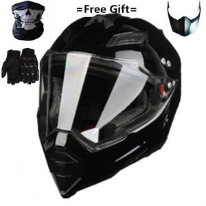 Mate black Dual Sport Off Road Motorcycle helmet Dirt Bike ATV D.O.T certified (M, Blue) full face casco for moto sport