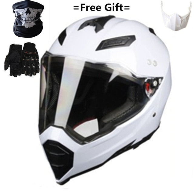 Mate black Dual Sport Off Road Motorcycle helmet Dirt Bike ATV D.O.T certified (M, Blue) full face casco for moto sport