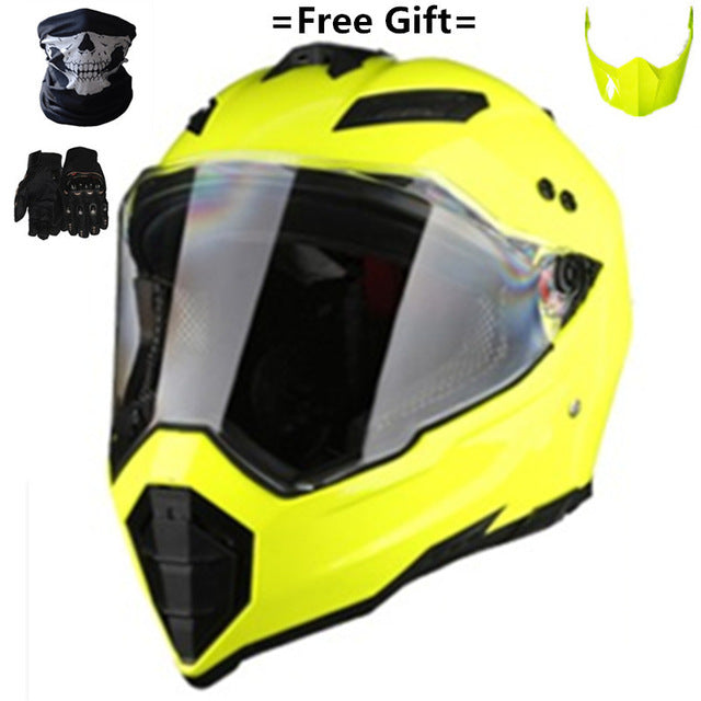 Mate black Dual Sport Off Road Motorcycle helmet Dirt Bike ATV D.O.T certified (M, Blue) full face casco for moto sport