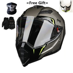 Mate black Dual Sport Off Road Motorcycle helmet Dirt Bike ATV D.O.T certified (M, Blue) full face casco for moto sport