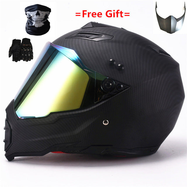 Mate black Dual Sport Off Road Motorcycle helmet Dirt Bike ATV D.O.T certified (M, Blue) full face casco for moto sport