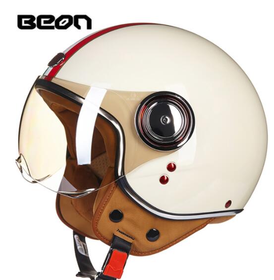 BEON Men Women Motorcycle Helmet Chopper 3/4 Open Face Vintage Helmet Moto Casque Casco Capacete  Scooter Motorbike Helmet