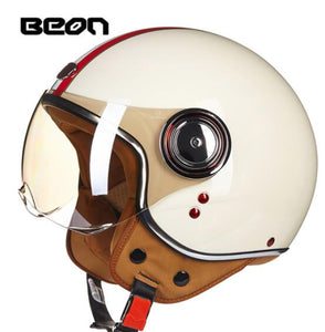 BEON Men Women Motorcycle Helmet Chopper 3/4 Open Face Vintage Helmet Moto Casque Casco Capacete  Scooter Motorbike Helmet