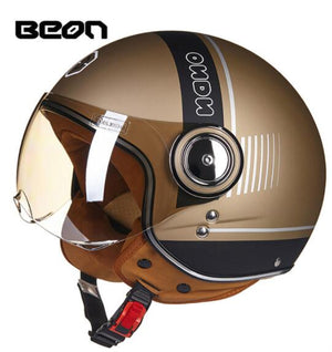 BEON Men Women Motorcycle Helmet Chopper 3/4 Open Face Vintage Helmet Moto Casque Casco Capacete  Scooter Motorbike Helmet