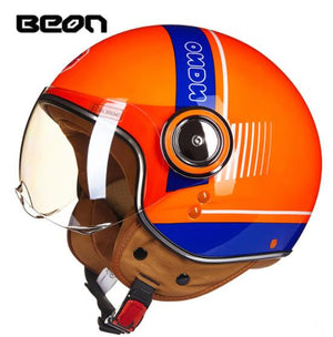 BEON Men Women Motorcycle Helmet Chopper 3/4 Open Face Vintage Helmet Moto Casque Casco Capacete  Scooter Motorbike Helmet