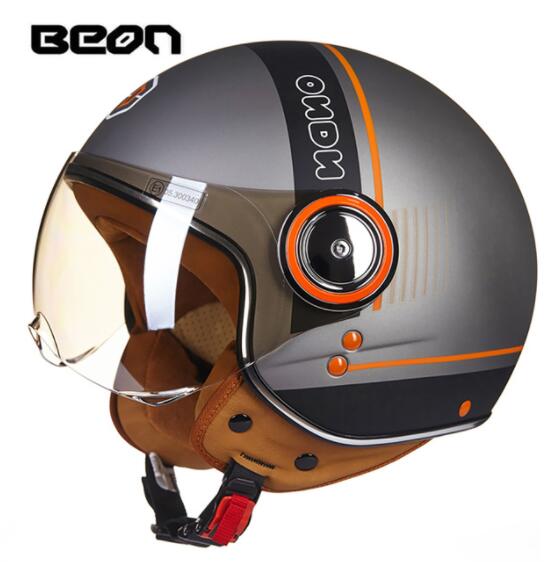 BEON Men Women Motorcycle Helmet Chopper 3/4 Open Face Vintage Helmet Moto Casque Casco Capacete  Scooter Motorbike Helmet