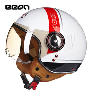 BEON Men Women Motorcycle Helmet Chopper 3/4 Open Face Vintage Helmet Moto Casque Casco Capacete  Scooter Motorbike Helmet