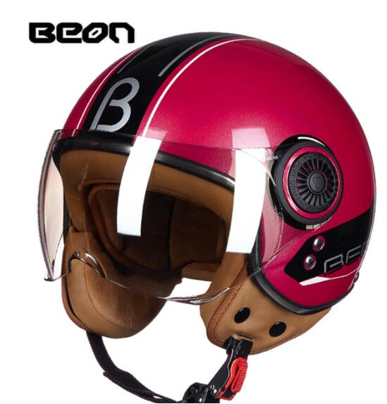 BEON Men Women Motorcycle Helmet Chopper 3/4 Open Face Vintage Helmet Moto Casque Casco Capacete  Scooter Motorbike Helmet