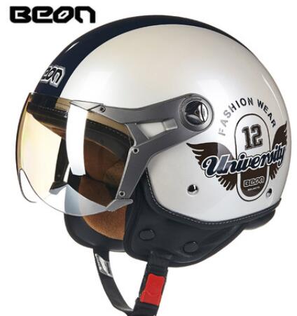 BEON Men Women Motorcycle Helmet Chopper 3/4 Open Face Vintage Helmet Moto Casque Casco Capacete  Scooter Motorbike Helmet