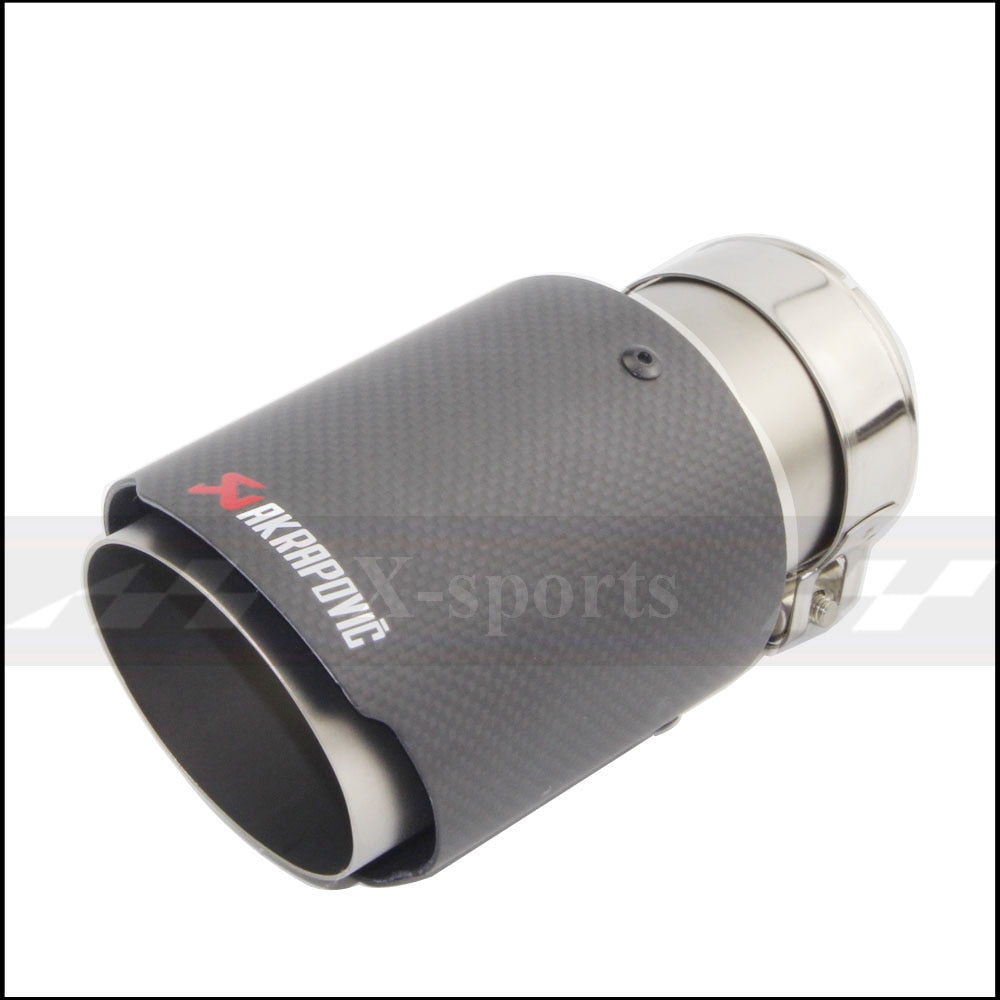 Akrapovic Plain Weave Matte Carbon Car Exhaust System Muffler Plain Tip Tail Pipes Universal Sandblasting Stainless Steel Trim