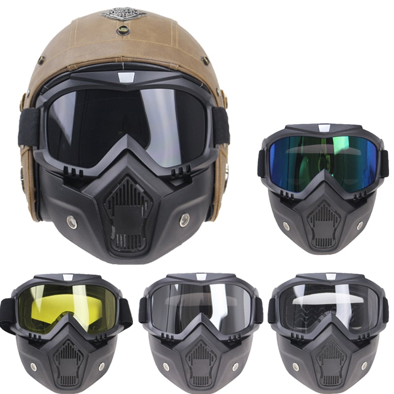 professional Retro Motorcycle helmet Goggle Mask Vintave mask open face helmet cross helmet goggle 5 color available CE approved