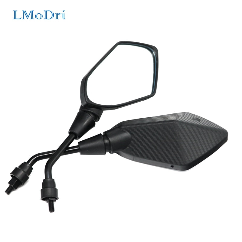 LMoDri 2Pcs/Pair Motorcycle Mirror Scooter E-Bike Rearview Mirrors Electrombile Back Side Convex Mirror 8mm 10mm Carbon Fiber