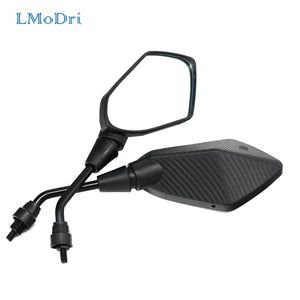 LMoDri 2Pcs/Pair Motorcycle Mirror Scooter E-Bike Rearview Mirrors Electrombile Back Side Convex Mirror 8mm 10mm Carbon Fiber