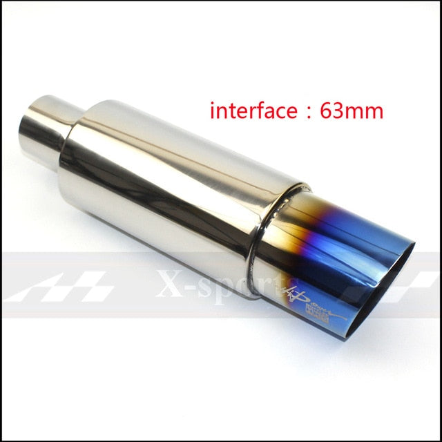 Car motorbike Exhaust systems Muffler Tip Universal Stainless steel ID 51MM 57MM 63MM outlet 89mm Silencer tail pipe mufflers