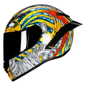 Full Face Carbon Fiber Motorcycle Helmet Professional Racing Helmet Kask DOT Rainbow Visor Motocross Off Road Touring