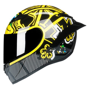 Full Face Carbon Fiber Motorcycle Helmet Professional Racing Helmet Kask DOT Rainbow Visor Motocross Off Road Touring